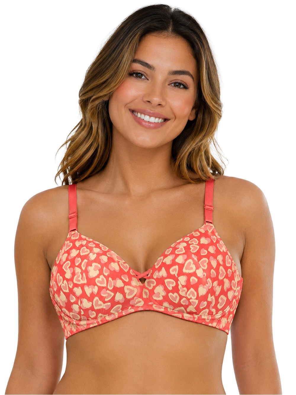 Torrid Curve 38C Coral Heart Print Lightly Lined Bra Adjustable Straps